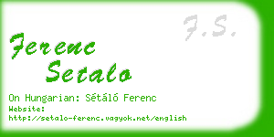 ferenc setalo business card