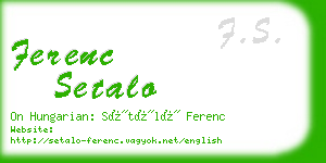 ferenc setalo business card